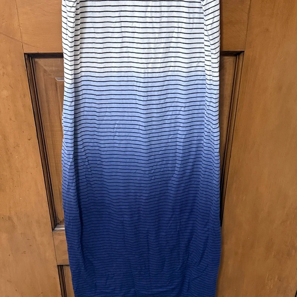Athleta Sunkissed Ombre Medium Striped Blue and White Maxi Dress - Picture 3 of 5
